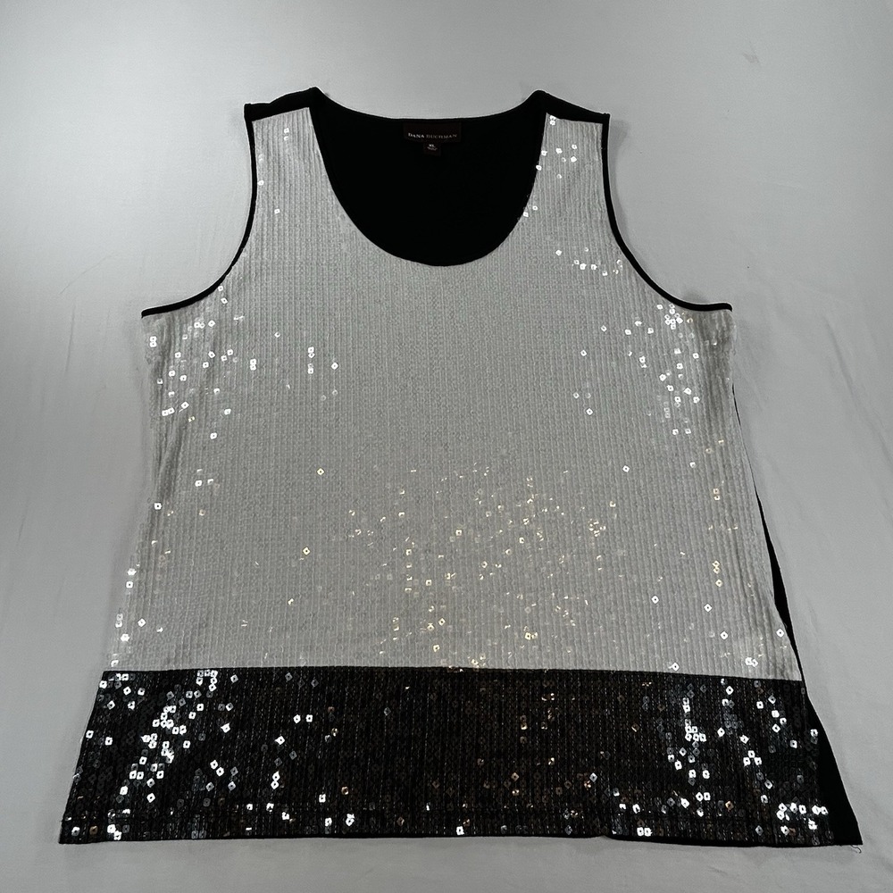 Dana Bachman Women's XL Lush Retreat Sleeveless Sequin Blouse Top Elegant Party